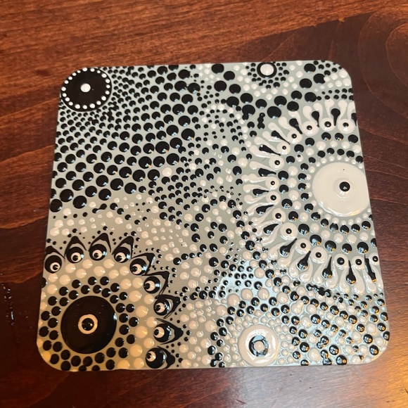 Enjoying my custom artwork, set of 4 coasters, repurposed, recycled, coasters - Picture 7 of 15